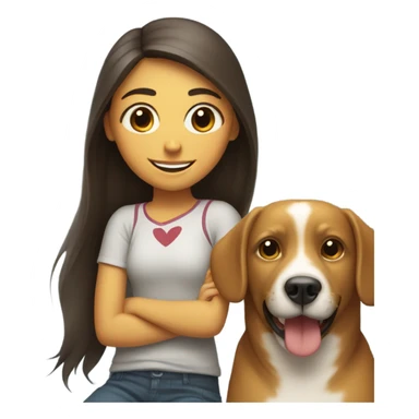 girl with dog smiling sticker