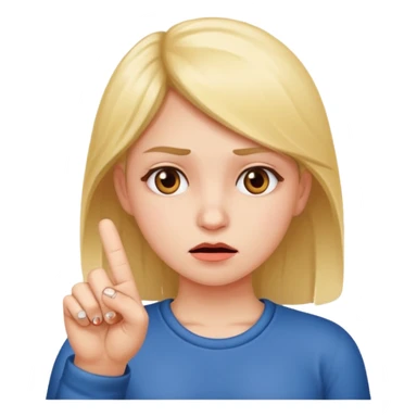 A girl with a face a bordness and annoyance and with her middle finger sticker