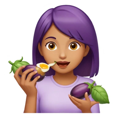 girl eating eggplants sticker