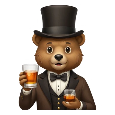 gay bear head in a top hat with a whiskey sticker