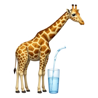 High resolution giraffe lean its neck to drink sticker