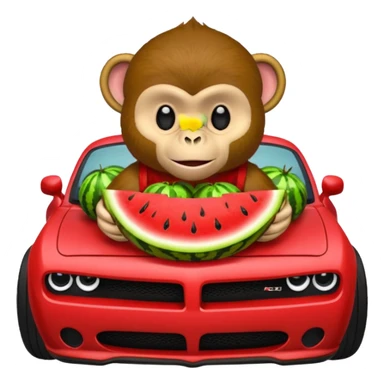 Monkey driving hellcat and eating watermelon  sticker