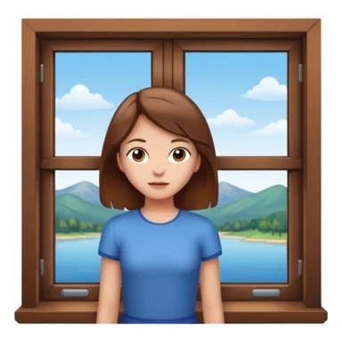 girl with brown hair by window sticker