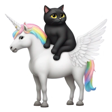 A black fat cat riding unicorns with wings sticker