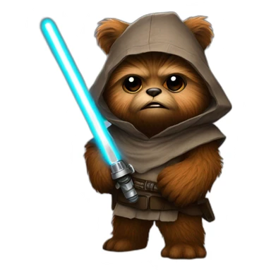 Ewok with lightsaber sticker
