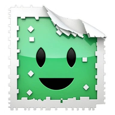3D render of Corrupted File, digital glitch art aesthetic, data corruption visual, white paper icon torn with green digital artifacts, pixelated distortion, emoji style, isolated on white background --v 6.0. sticker