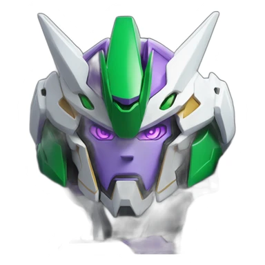 purple and green gundam barbatos face sticker