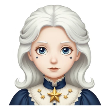 Victorian era character with pale white skin, white hair, and star-shaped eyes wearing historical Victorian clothing sticker