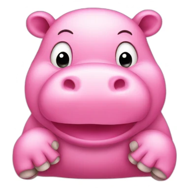 cute pink hippo covering its mouth with hands sticker