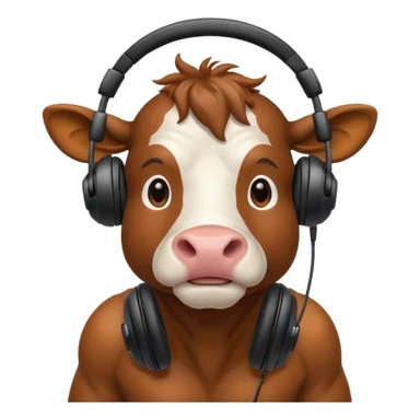 athletic cow with black headphones sticker