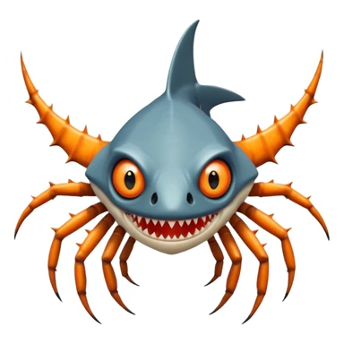 A angangular fish with acid all in his body and his eyes  replaced with shark teeth and his hand in his back ( four hand) and his spines will be very spiky  and his leg will like a spider and last his eyes or 4 eyes will be in his hands and the colour of the eyes will orange and black sticker