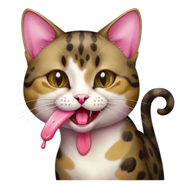 A slender Jianzhou cat licking her hand sticker