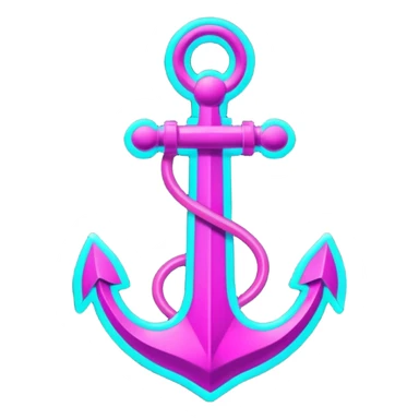 A neon futuristic cyberpunk anchor outline, that would be made of neon tubing on a sign sticker