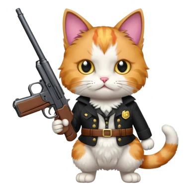 Cat with a gun sticker