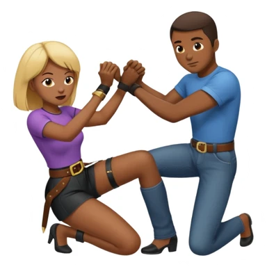 woman spanking African american male that is bent over with a belt while  sticker