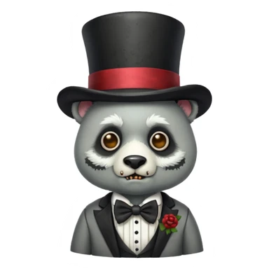 zombie panda with bow tie and top hat sticker
