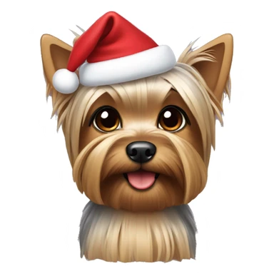 Yorkshire Terrier with a bit shorter hair wearing a Christmas outfit sticker