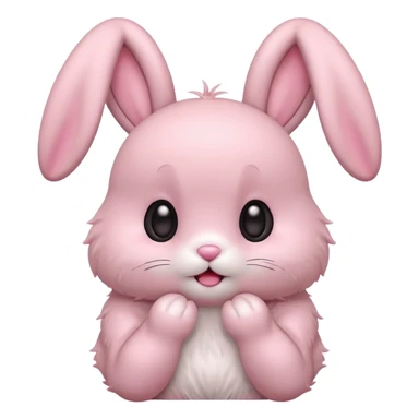 Pastel pink bunny, kawaii fluffy ears and body pretending to be shocked  sticker