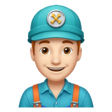 funny plumber with a turquoise hat, simple and clear sticker