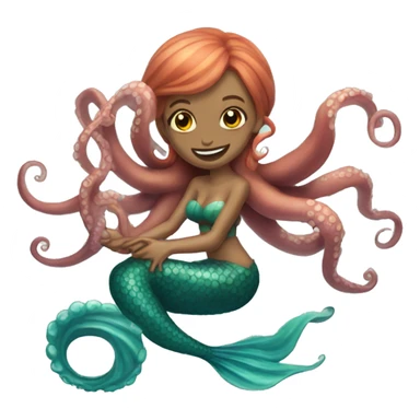 octopus tickling mermaid sticker