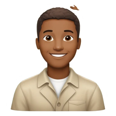 smiling black man with big teeth, standard male haircut, oval face, with Christ the Redeemer statue in the background, Rio de Janeiro, no glasses sticker
