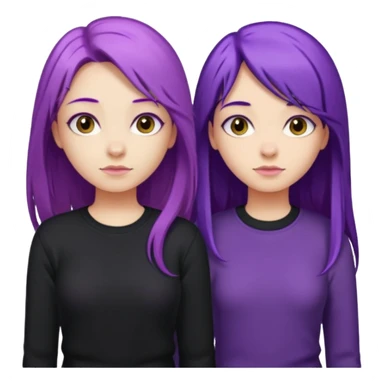 faz duas raparigas menos gótica mas com cabelo roxo comprido e outra cabelo roxo e camisolas preto um pouco separadas sticker