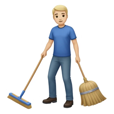 ligth man sweeping the floor sticker