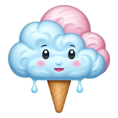 3D render of Cotton Candy Cloudh, made entirely of dessert materials, glistening sugar crystal texture, fluffy spun sugar texture in pastel blue, delicious confectionery aesthetic, Apple emoji style, isolated on white background --v 6.0. sticker