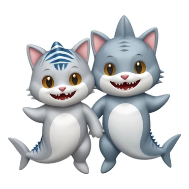 2 happy cats wearing shark costumes sticker