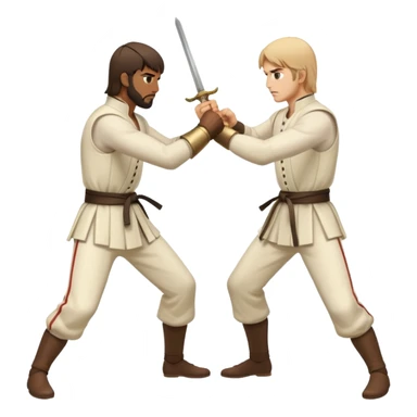 two men fighting a duel with epees sticker