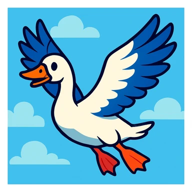 a goose flying with wings spread wide sticker
