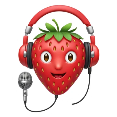 A strawberry holding mic and wear headphone sticker