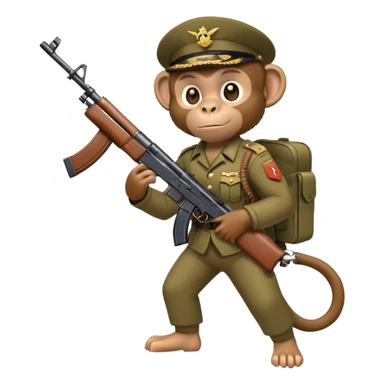 monkey in military uniform in hand ak47 sticker