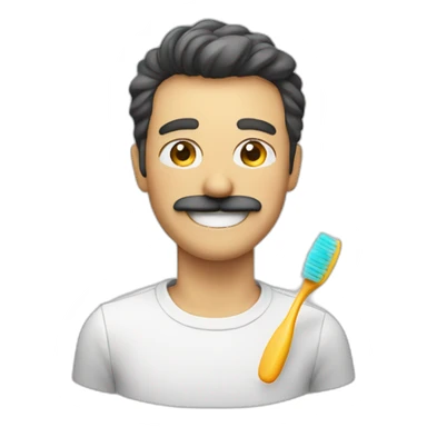 Guy with a toothbrush moustache smiling sticker