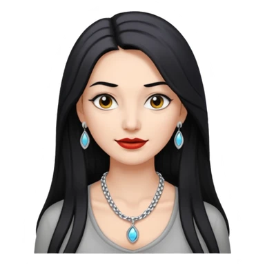 Female with Silver Necklace, grey skin,long hair, more bright silver,hihligt necklace, different expressions. sticker