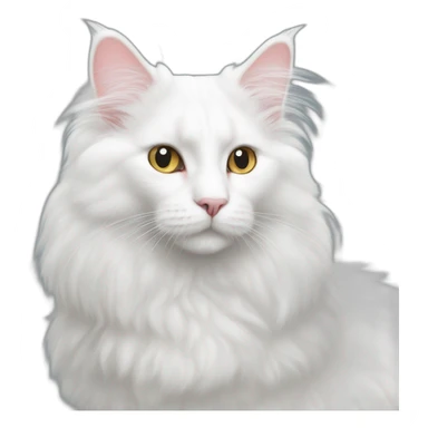 White Turkish Angora Fluffy Cat Sits  sticker