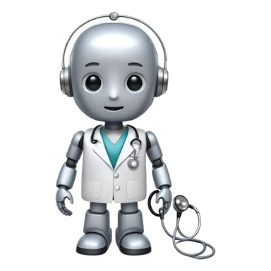 friendly AI robot doctor with stethoscope in a hospital setting sticker