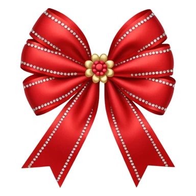 red flower bow with glitter sticker