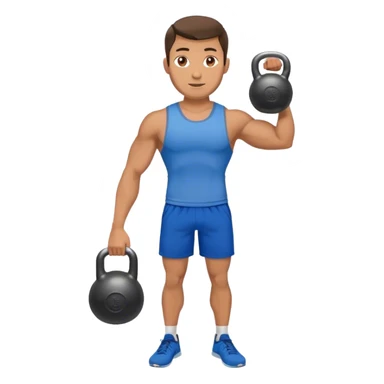 fit man with blue shorts holding kettlebell sticker