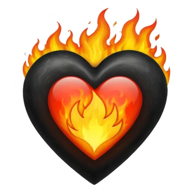 Black Heart and mixed with fire sticker