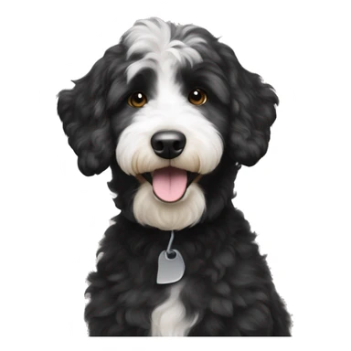 Black aussiedoodle with white muzzle sticker