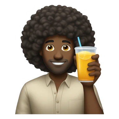 Black guy with Afro and drink in hand sticker