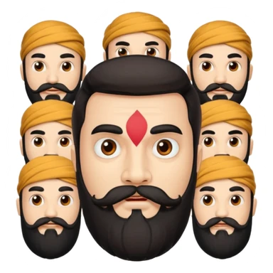 Ravanasura with beard and mustach young beautiful and terror with ten heads with white skin sticker