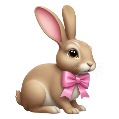 Rabbit wearing a pink bow sticker