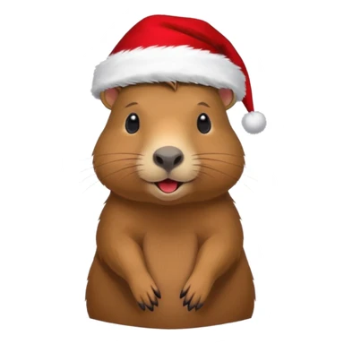 Capybara con gorrito de navidad con un montón de poses para paquete de sticker de WhatsApp que hablen peor ejemplo hola o algo asi sticker