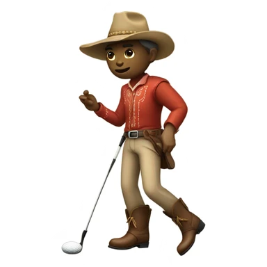 cowboy hitting a golf shot sticker