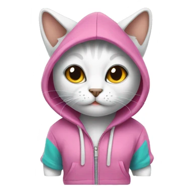 cat wearing a cute hoodie sticker