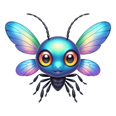 Elemental animesque cute chibi bug-flying-type magical colorful exotic animesque Pokémon-Fakémon-animal-creature with big adorable anime eyes sticker
