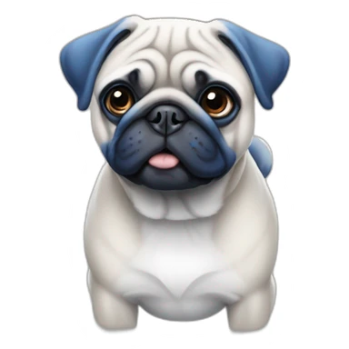 blue and white pug sticker