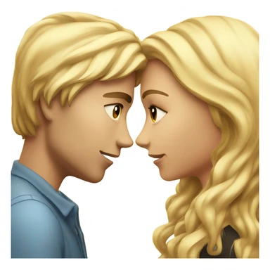 girl with long blond hair kisses guy with blond hair sticker